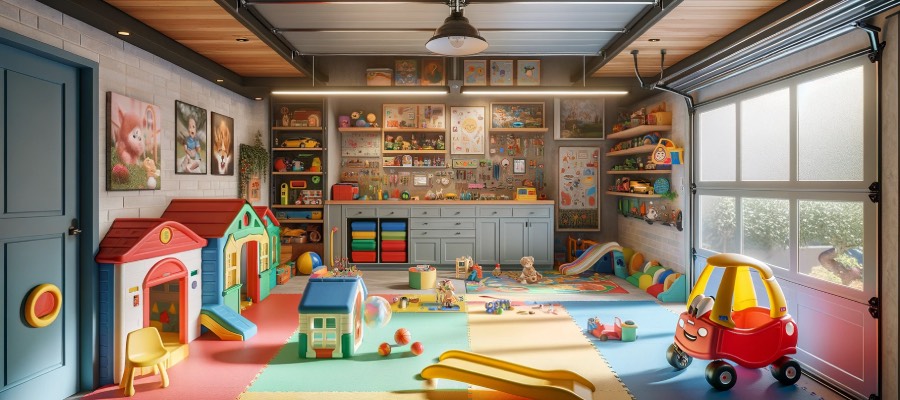 refurbished garage playroom