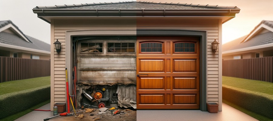 before after garage door repair